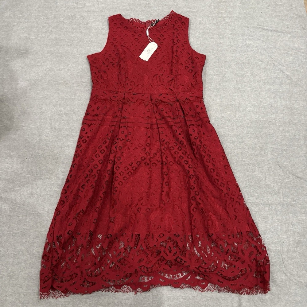 Veiisar NWT Women's XL Sleeveless Lace Fit & flare Red cocktail party Dress